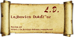 Lejbovics Dukász névjegykártya